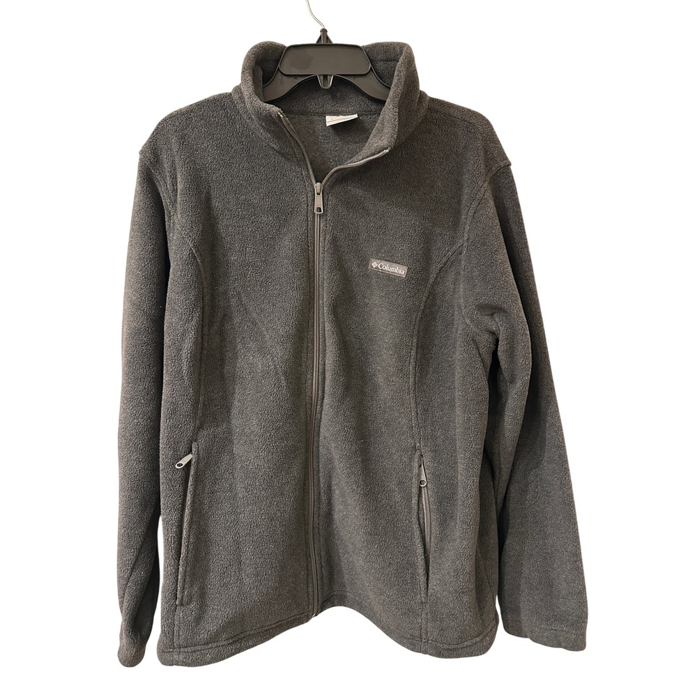 Columbia Womens 1X Benton Springs Full Zip Fleece Jacket Gray Gorpcore Granola